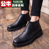 公牛四季男鞋马丁靴季高帮休闲皮鞋英伦尖头皮靴夜店型师商务正装马丁子商务正装新郎酒会宴会皮