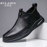 公牛四季男鞋秋冬新款男鞋真皮高帮板鞋软底防滑潮流百搭中帮一脚蹬男士休闲皮鞋真皮牛皮