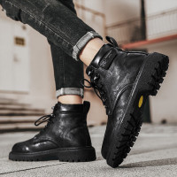 公牛四季男鞋 2022秋冬季新款时尚男靴潮流韩版经典马丁靴百搭防滑时尚靴子男真皮牛皮