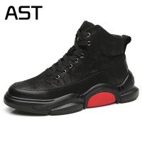 公牛四季男鞋 2020秋冬新款男靴高帮鞋子男潮鞋百搭青春潮流男鞋韩版靴子高邦马丁靴XB8093真皮牛