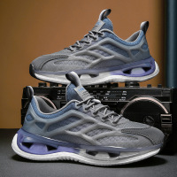 公牛四季男鞋爆米花运动男鞋秋季新款休闲透气潮流跑步鞋软底增高渐变老爹潮鞋真皮牛皮