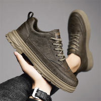 公牛四季男鞋秋冬休闲低帮马丁靴男新款复古百搭工装鞋黑色潮流男士英伦风皮鞋真皮牛皮