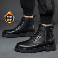 公牛四季男鞋商务真皮男士皮鞋冬加绒保暖中帮头层牛皮男靴休闲橡胶底防滑皮靴真皮牛皮