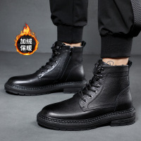 公牛四季男鞋真皮男士皮鞋英伦风加绒保暖头层牛皮中筒皮靴男休闲中高帮靴子男真皮牛皮