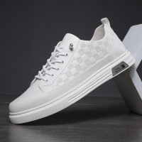 公牛四季男鞋男士板鞋透气真皮格子纹纯色休闲小白鞋头层牛皮浅口低帮板鞋男式真皮牛皮