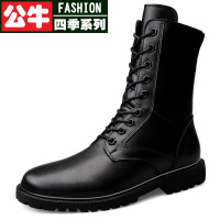 公牛四季男鞋马丁靴男真皮头层真皮高帮靴户外骑行机车鞋中筒靴子男士冬季保暖加棉毛绒雪地靴特大码4950