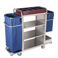 港迪豪酒店不锈钢手推布草车保洁服务车