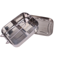 港迪豪304不锈钢饭盒子学生上班族三格带盖餐盒食堂蒸饭便当盒