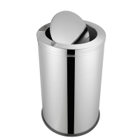 港迪豪不锈钢垃圾箱立式翻盖商用大号带内桶圆形加厚垃圾桶