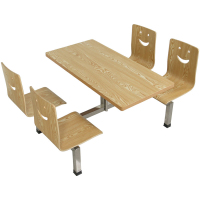 港迪豪食堂餐厅不锈钢架曲木连体餐桌椅颜色可定制