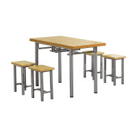 港迪豪食堂不锈钢架橡木餐桌椅定制加厚