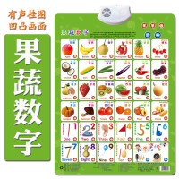 2020热卖幼儿童点读书有声挂图早教发声宝宝读物拼音看图识字卡片 果蔬数字