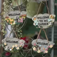快乐奇彩 树脂挂牌 花园欢迎挂牌四件套 阳台露台园艺杂货