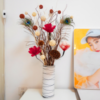 禅意干花枝创意桌面电视柜装饰摆件龙柳树枝组合插花家居饰品