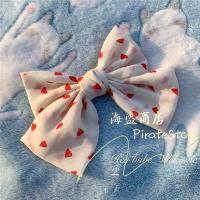 爱心水玉复古蝴蝶结 Lolita边夹 双层超大弹簧发夹 手打日常