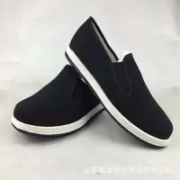 3520工黑色布鞋千层底板脚工作棉布男松紧口帆布老北京