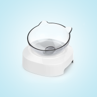 猫碗单双碗宠物喝水碗特价网红透明可调节斜口猫耳碗保护颈椎