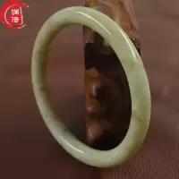 岫玉水墨飘花细条手镯镯子岫玉玉镯浅绿色冰种岫玉a货岫岩玉手镯
