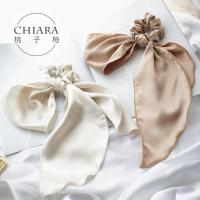 欧美发饰ins复古温暖系大蝴蝶结发圈仿真丝飘带发绳发带头饰