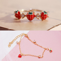 草莓手链闺蜜女手环学生手镯三人韩版二人网红四人潮流姐妹ins