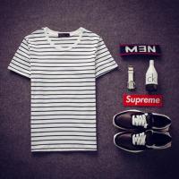 9.9夏季条纹短袖t恤男圆领修身体恤衫潮流韩版夏天男装半袖上衣服