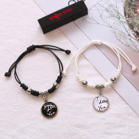 手链一对清新韩版简约百搭手工编织男女情侣款手链潮闺蜜学生手镯