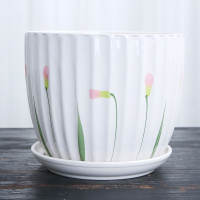 花盆陶瓷特价大号特大清仓吊兰带托盘绿萝简约家用小多肉吊兰花盆