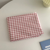 臭美的二表姐格子书桌布ins学生北欧风餐桌垫少女心棉麻拍照布艺