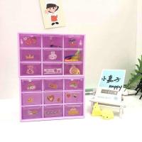 [首饰九宫格收纳盒]ins少女耳环透明抽屉式学生寝室桌面整理盒