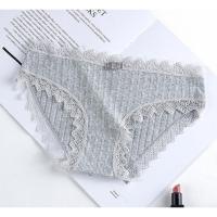 日系可爱纯棉少女内裤螺纹内裤女士低腰蕾丝无痕三角裤女学生裤头