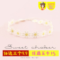 蕾丝choker可爱雏菊项圈女士少女锁骨链日韩花朵原创手作学生颈带