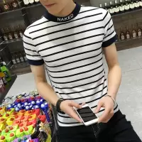 9.9元男士短袖t恤韩版修身半截袖社会小伙潮流紧身衣服精神桖