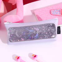 韩国创意个性开窗式透明笔袋流沙皮质简约小清新小学生卡通可爱ins大容量网红文具袋少女心拉链铅笔袋文具盒