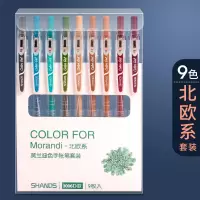 莫兰迪色系中性笔套装学生用手帐文具韩国彩色水笔按动式简约创意可爱彩笔做笔记专用圆珠多色一套果汁手账笔