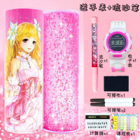 网红流沙文具盒小学生初中生多功能圆筒圆柱形星座樱花笔盒男女孩韩版儿童可爱笔袋透明创意大容量学霸铅笔盒