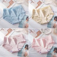 内裤女士纯棉裆中腰抗菌无痕少女三角裤日系学生蕾丝底裤条纹