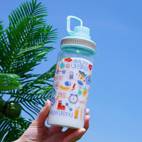 水杯女学生吸管玻璃杯子创意个性潮流磨砂ins男简约可爱便携刻度