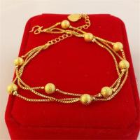 新款越南沙金爱心脚链女春夏磨砂珠欧币金时尚脚链可调节不掉特价