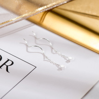 [特价]2020年新款潮夏天纯银方块耳线女气质长款链条耳环防过敏