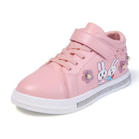 儿童板鞋2020春季新款学生高帮时尚休闲鞋小兔子童鞋时尚花边女童