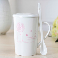 杯子创意个性潮流马克杯可爱家用简约女学生韩版陶瓷马克杯带盖勺