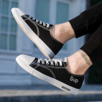 春季帆布鞋男士韩版潮流百搭板鞋低帮休闲男鞋潮鞋学生涂鸦布鞋子