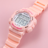 樱花粉手表女中小学生韩版简约百搭ins风运动电子表防水闺蜜手表