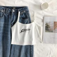 吊带小背心女学生夏季新款韩版字母印花网红短款上衣内外穿ins潮