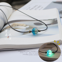 醉墨星空发夜光渐变琉璃项链转运珠宝石吊坠学生情侣锁骨颈链男女