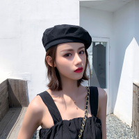 贝雷帽女英伦复古日系潮ins蓓蕾帽网红款黑色画家帽八角帽子秋冬