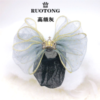 女童皇冠大蝴蝶结儿童盘发器丸子头发网兜发夹发圈小女孩学生头花