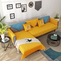 简约现代加厚毛绒沙发垫四季通用防滑纯色实木坐垫万能沙发套冬季