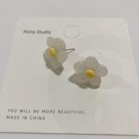 温柔拼色少女泫雅可爱花朵耳环女学生妹百搭日常耳钉耳夹花花耳饰