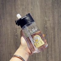 。网红带吸管水杯女学生韩版塑料杯子ins创意便携户外可爱茶杯450